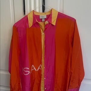 Isaac Mizrahi for Target Vibrant Pink and Orange Button Down
